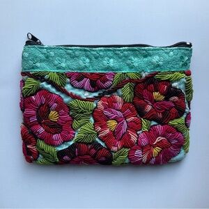 Embroidered Zippered Bag Clutch